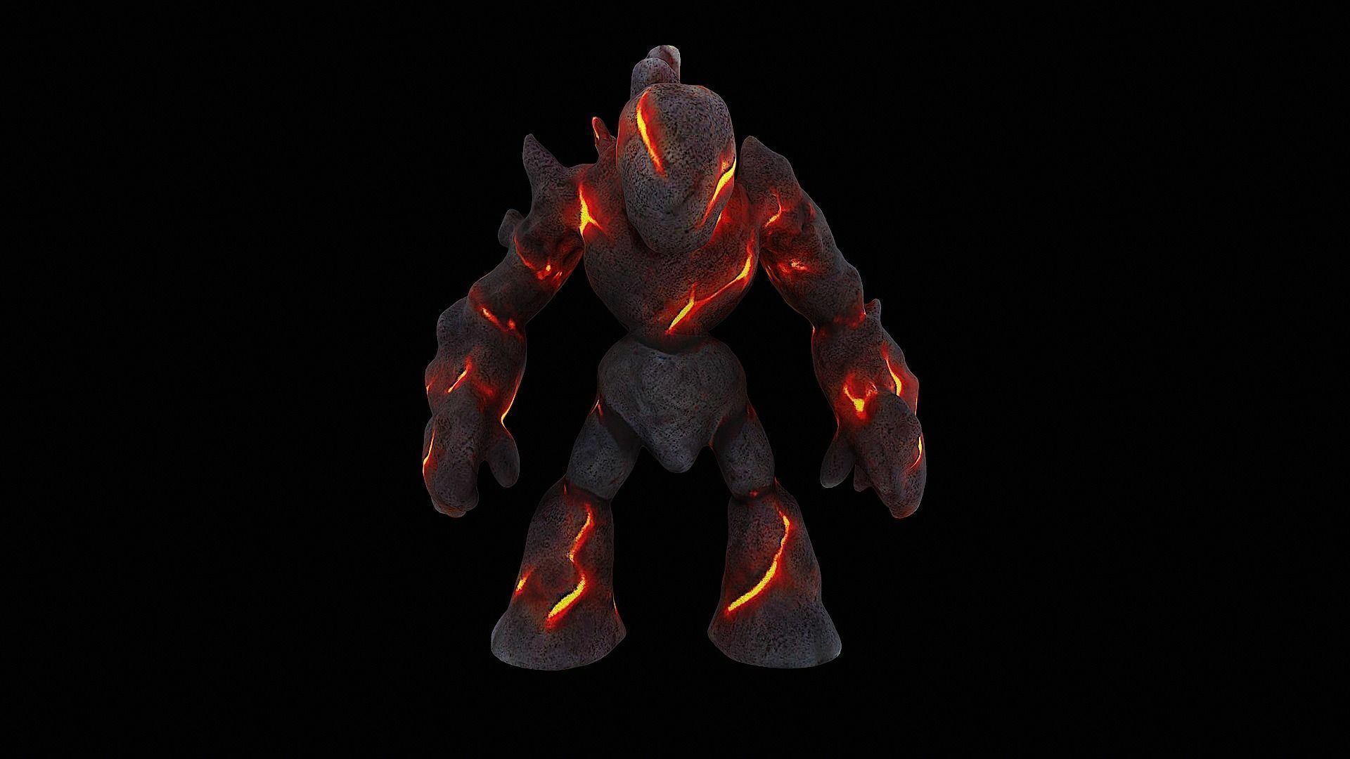 fire lava golem monster 3D model_1