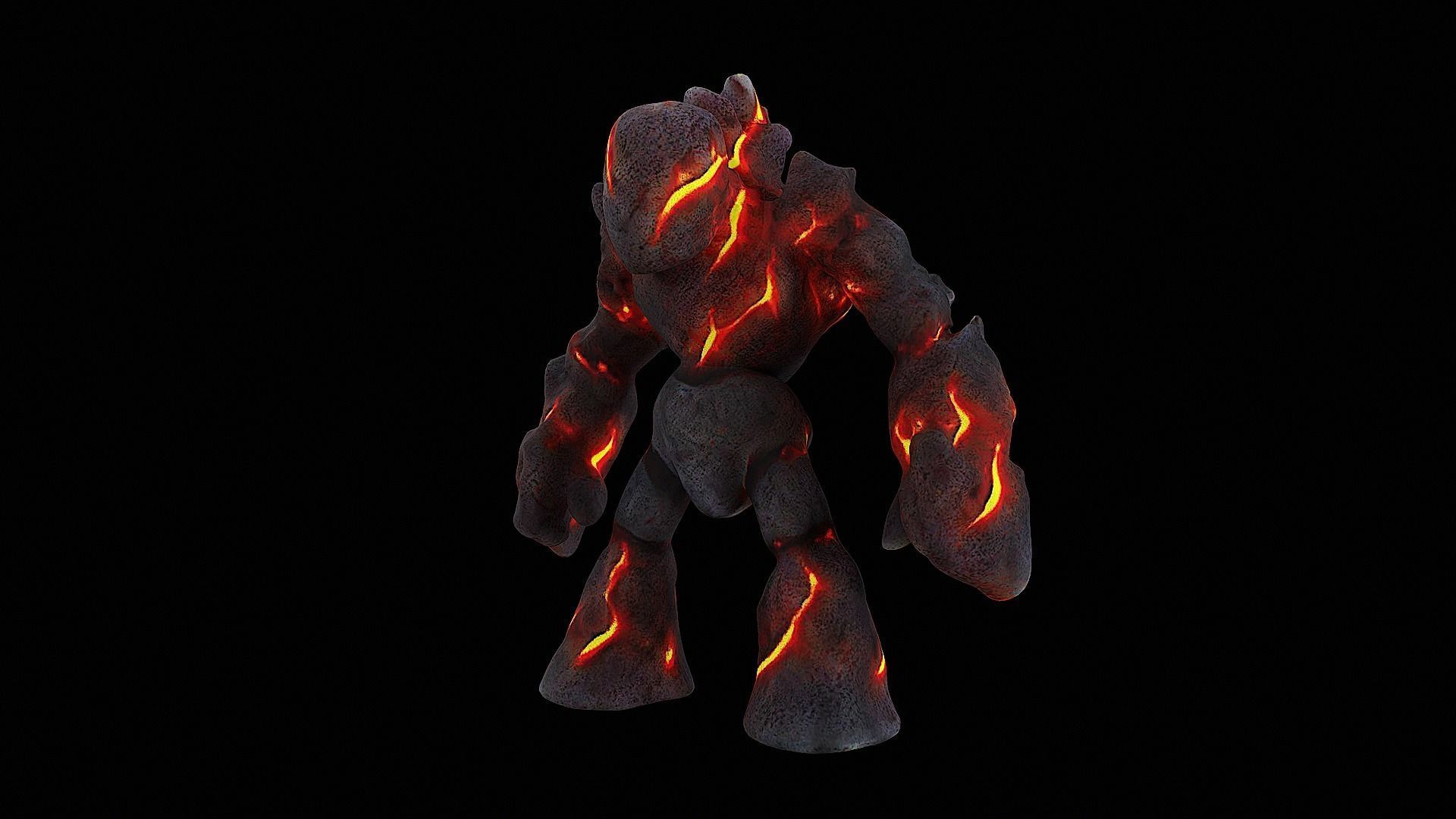 fire lava golem monster 3D model_7
