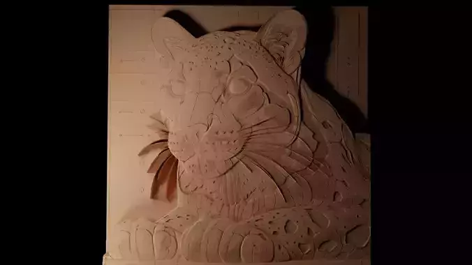 Clouded Leopard Design CNC 3d Print High Relief Sand Casting