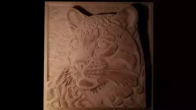 Clouded Leopard 02 CNC 3d Print High Relief Sand Casting