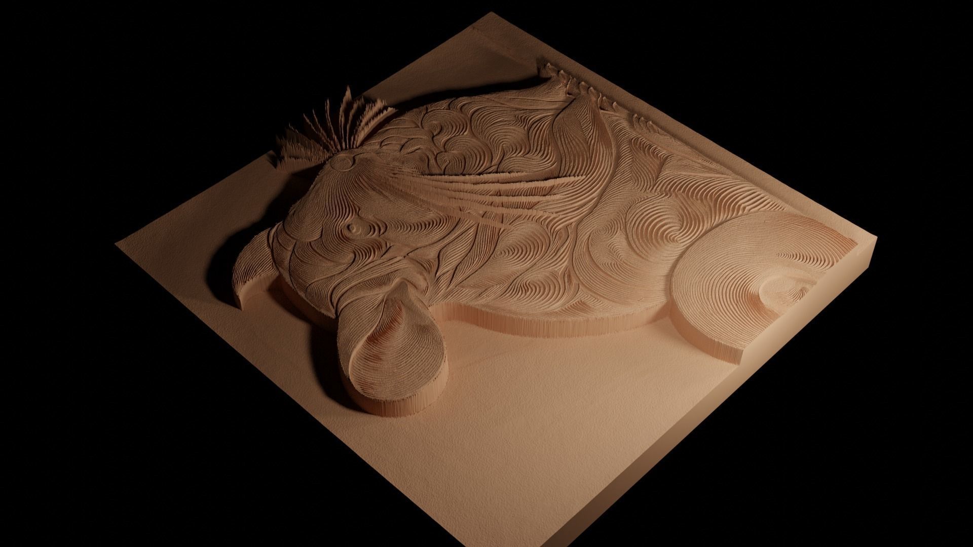 Chinchilla CNC 3d Print High Relief Sand Casting 3D print model_4