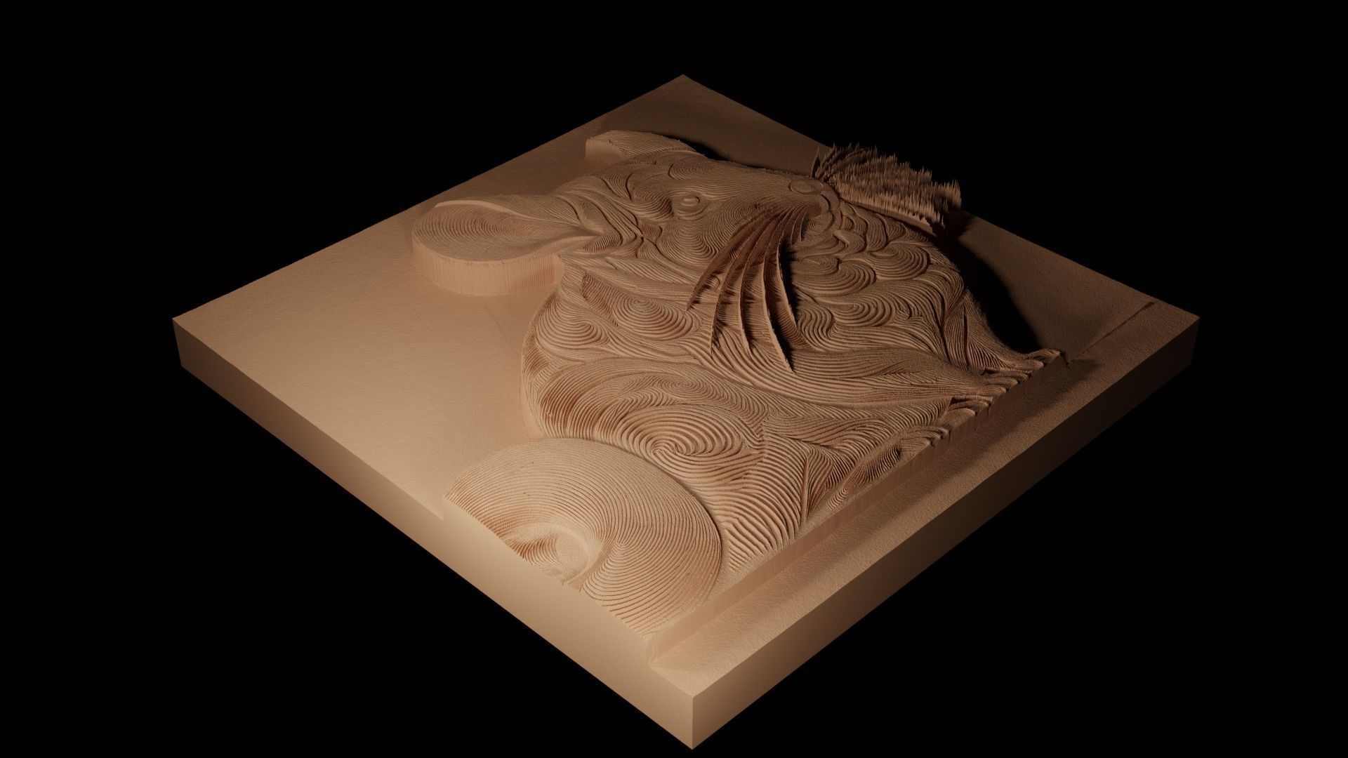 Chinchilla CNC 3d Print High Relief Sand Casting 3D print model_2