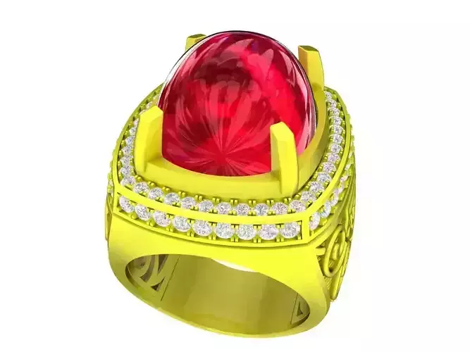 7921 luxury ruby diamond men ring 3D print model