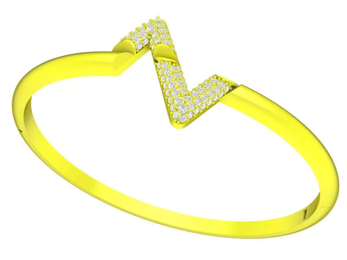 A7953 Heartbeat Diamond Bangle 3D Model Free 3D print model