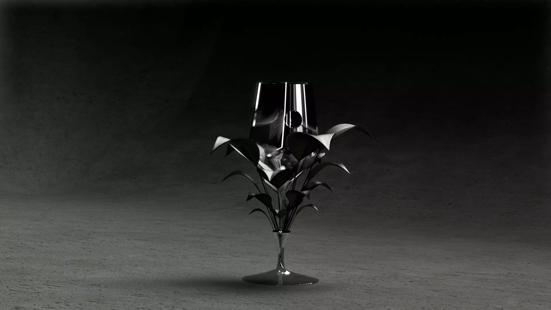 Glass Goblet with Metal Leaf Free 3D model_0