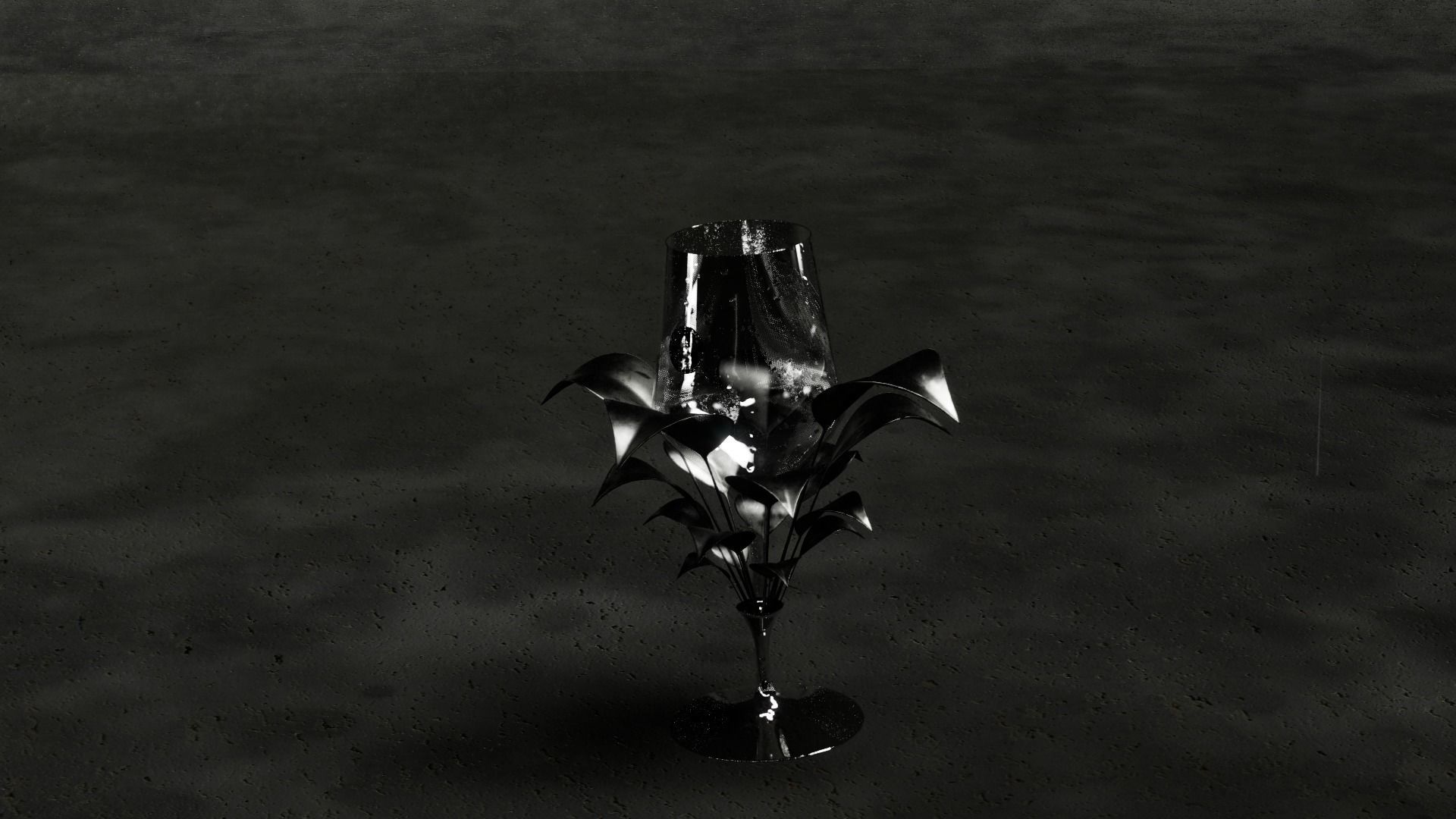 Glass Goblet with Metal Leaf Free 3D model_1