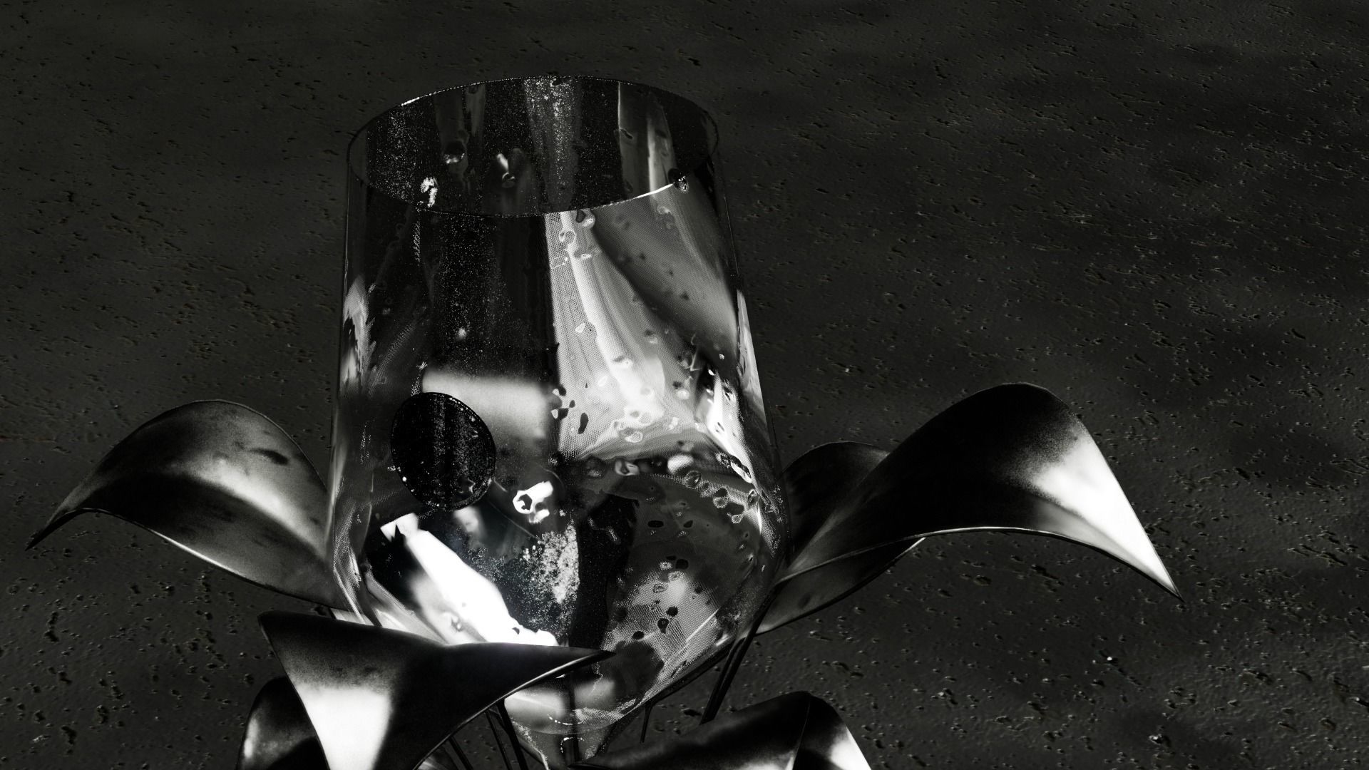 Glass Goblet with Metal Leaf Free 3D model_4