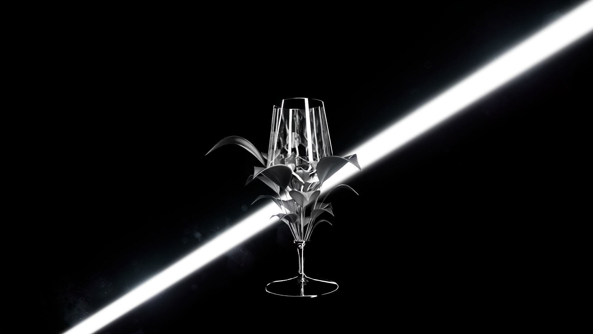 Glass Goblet with Metal Leaf Free 3D model_2