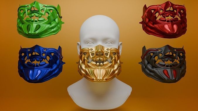 mask of samurai Low-poly 3D model