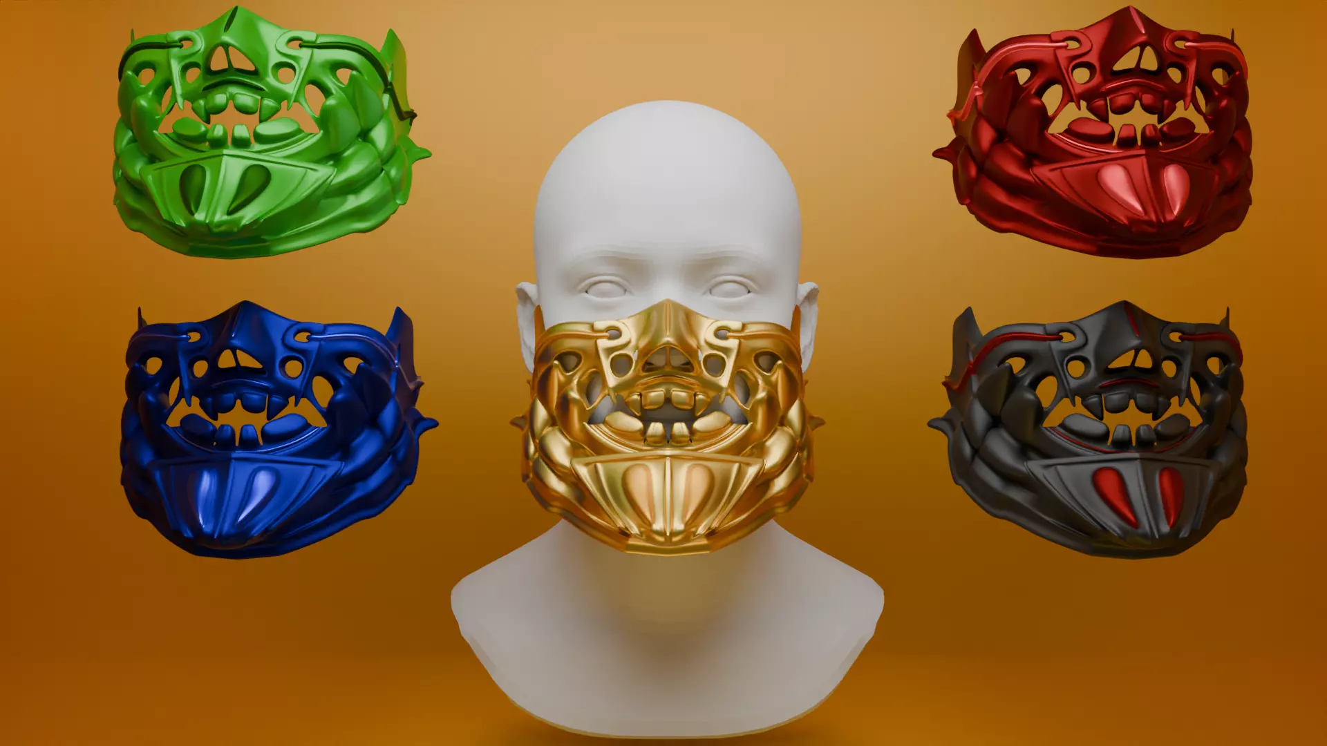 mask of samurai Low-poly 3D model