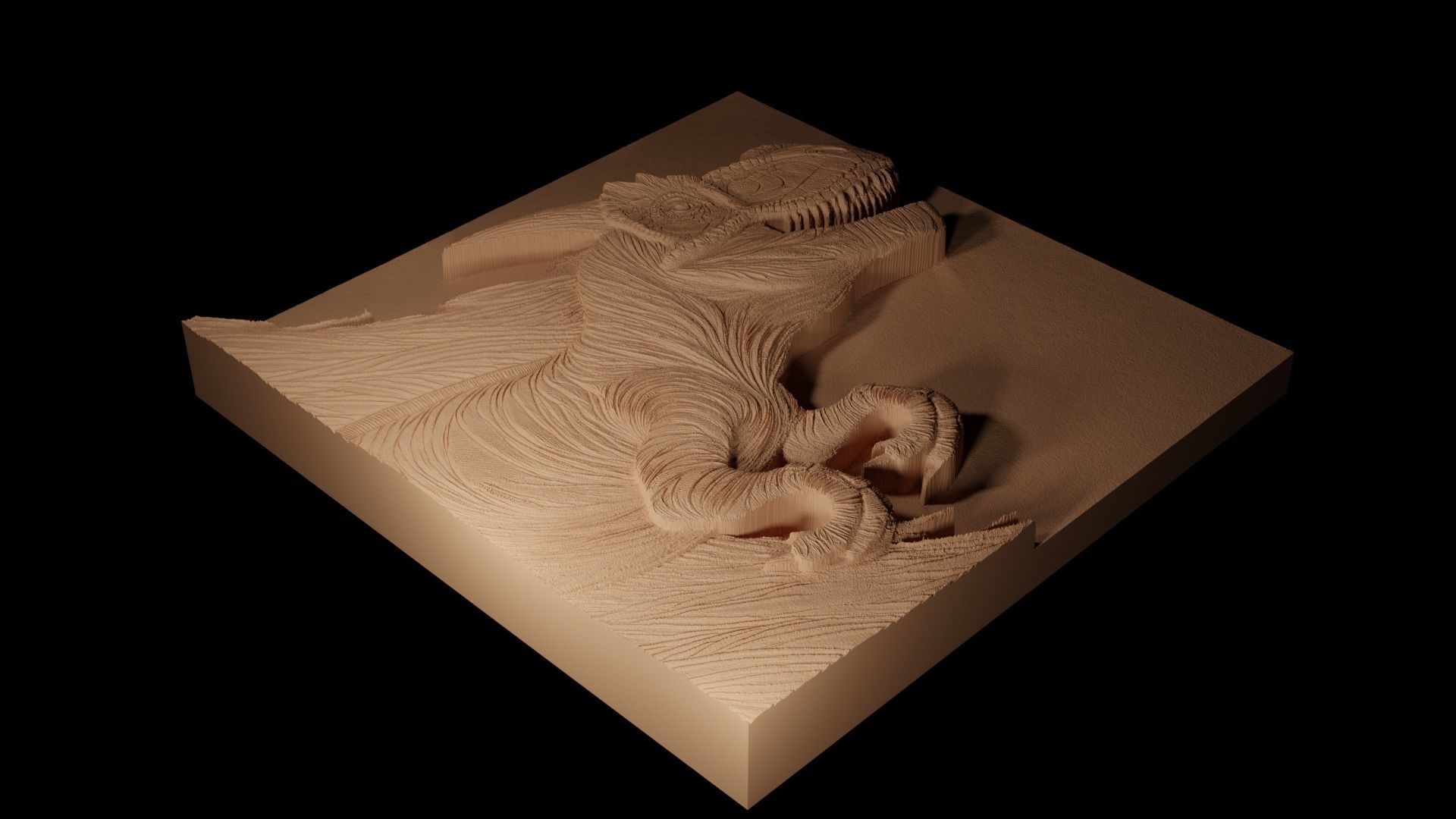 Carnotaurus CNC 3d Print High Relief Sand Casting 3D print model_2