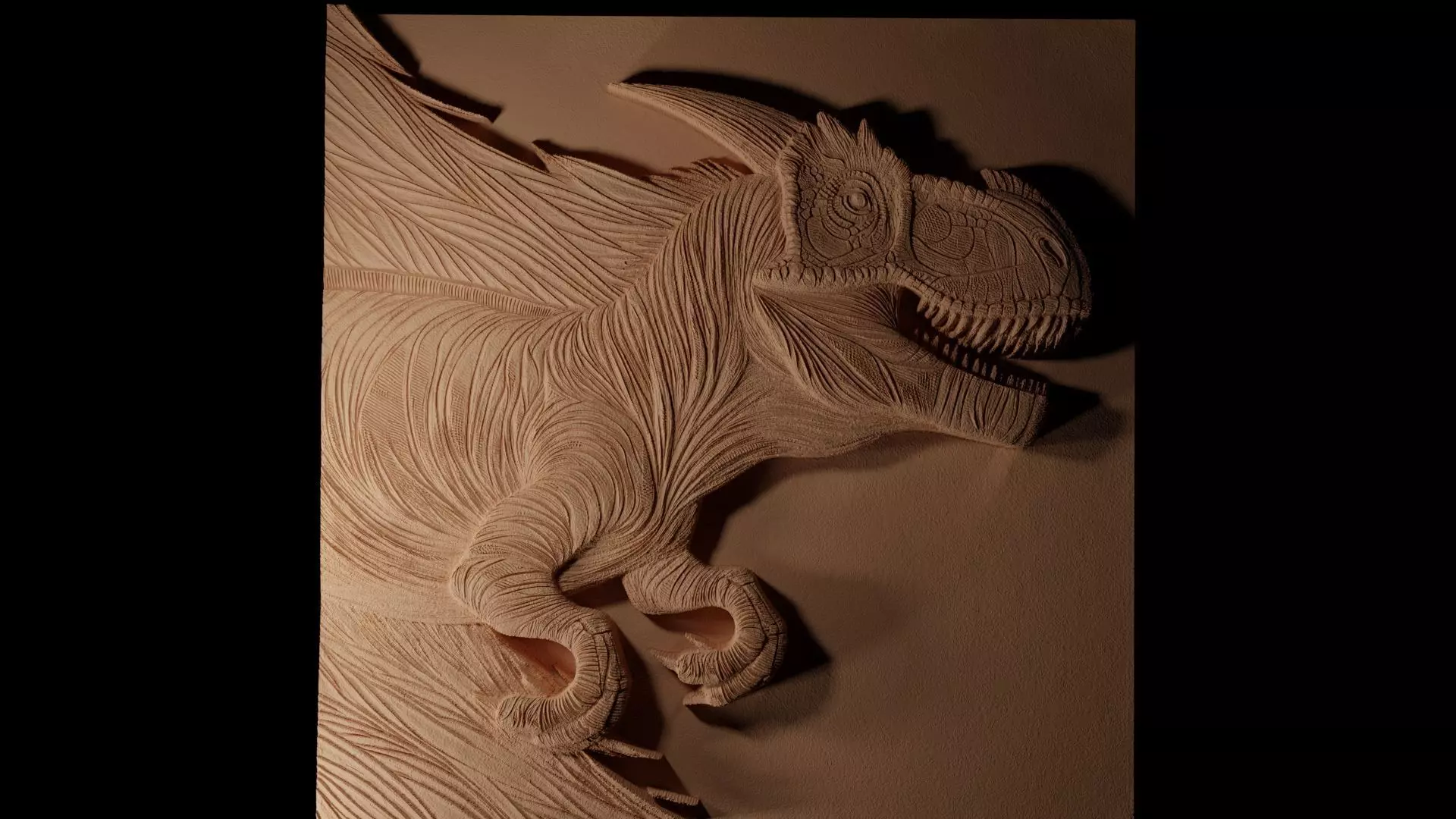 Carnotaurus CNC 3d Print High Relief Sand Casting 3D print model_0