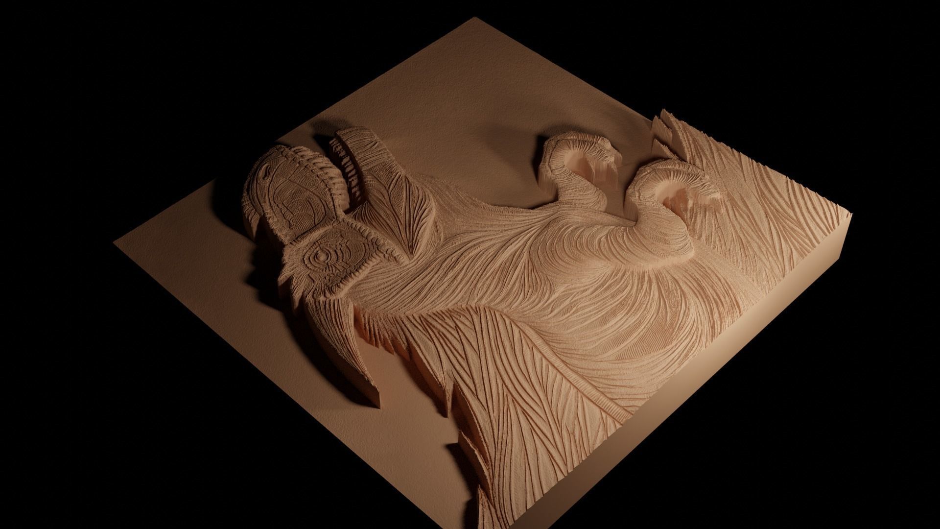 Carnotaurus CNC 3d Print High Relief Sand Casting 3D print model_4