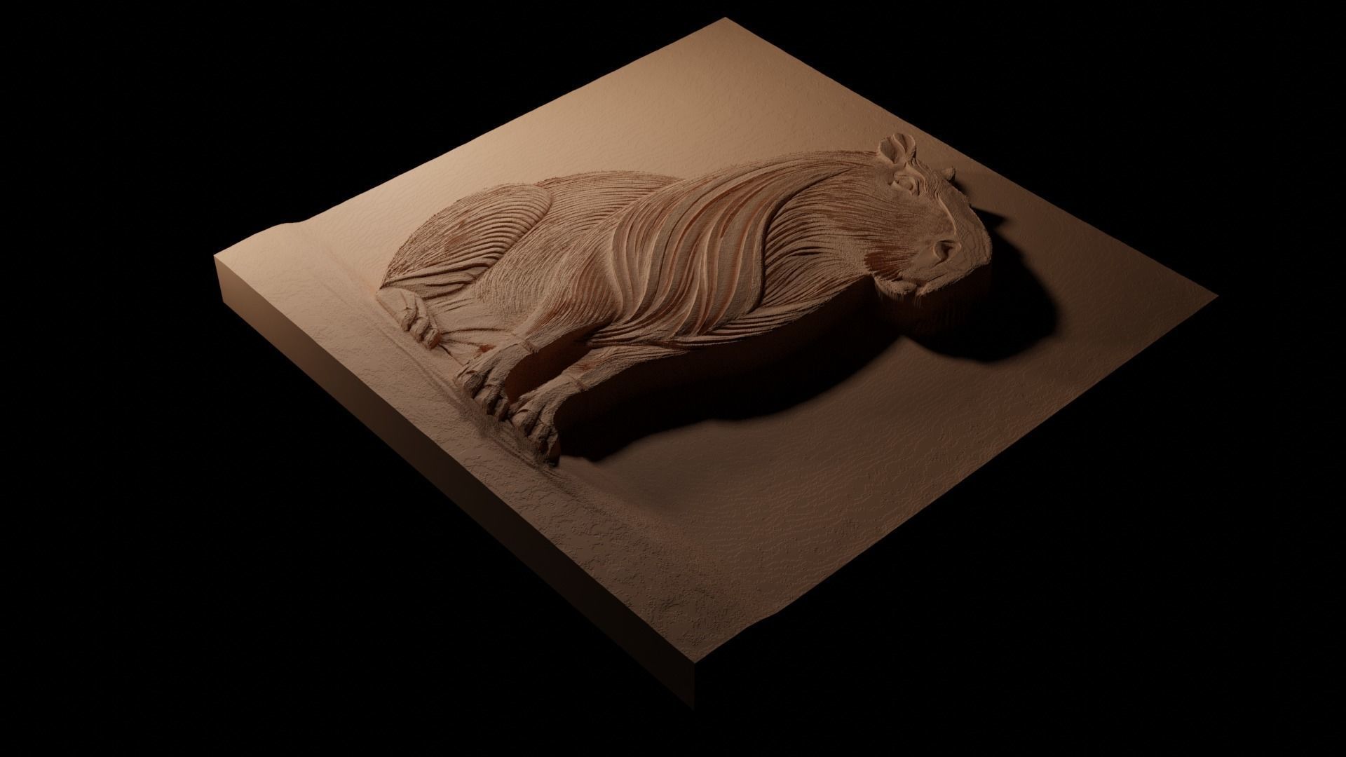 Capybara CNC 3d Print High Relief Sand Casting 3D print model_1