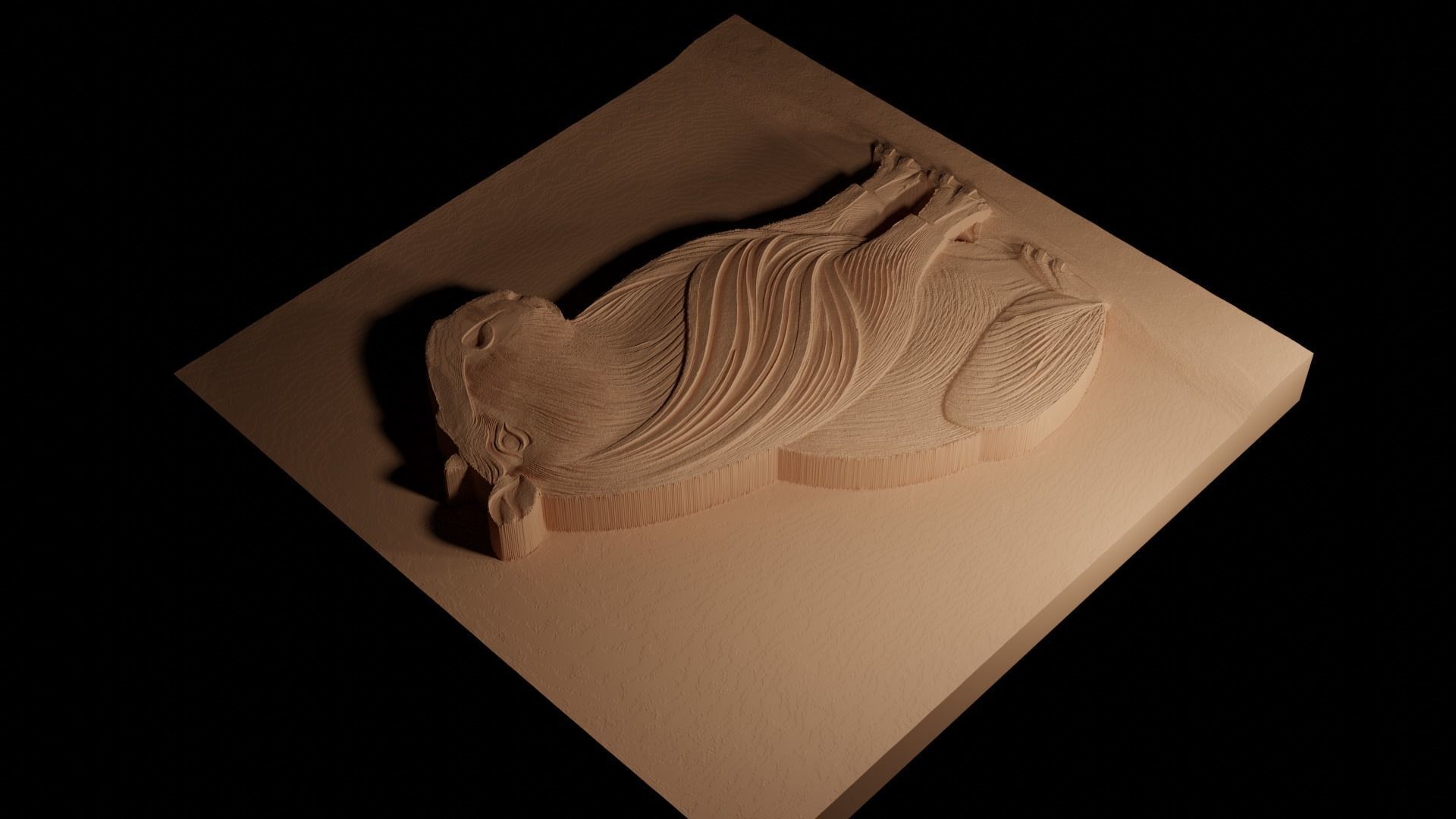 Capybara CNC 3d Print High Relief Sand Casting 3D print model_4