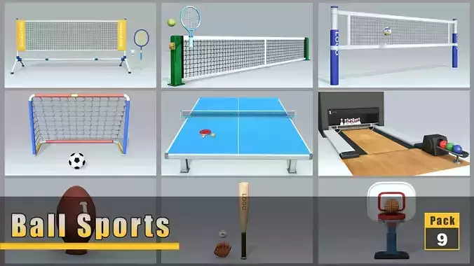 Ball Sports Bundle 3D Model Collection