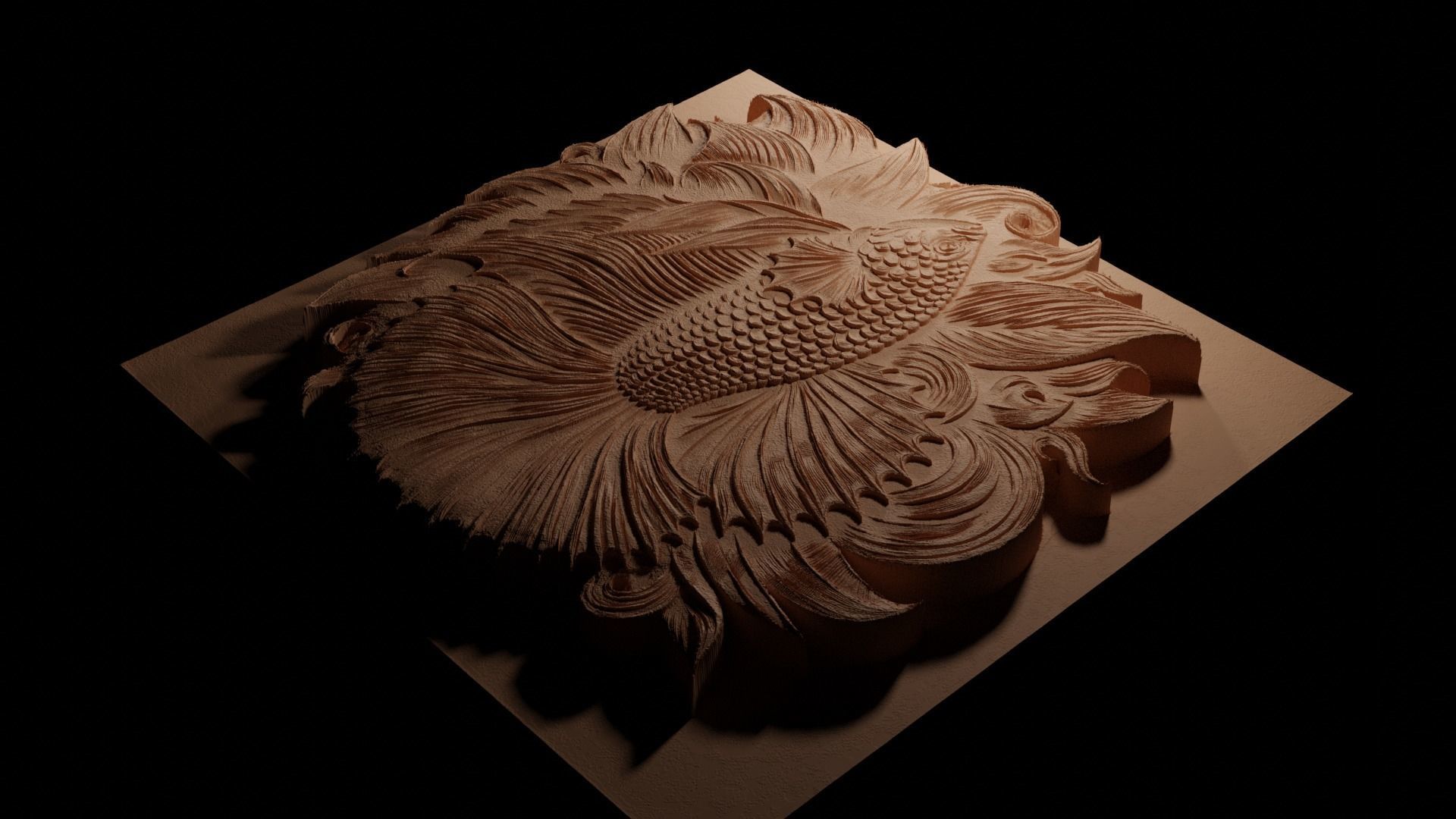 Betta Fish CNC 3d Print High Relief Sand Casting 3D print model_3