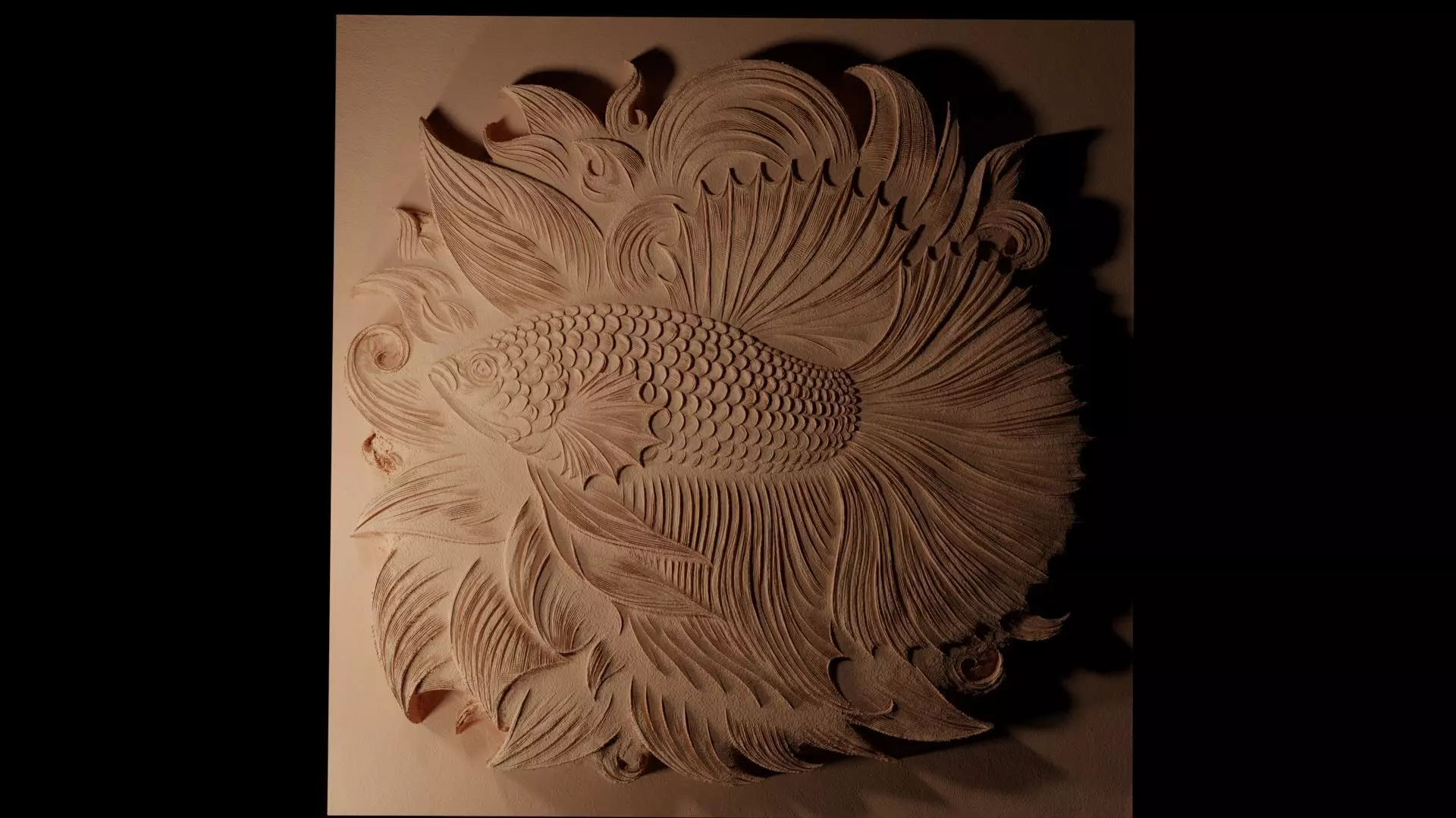 Betta Fish CNC 3d Print High Relief Sand Casting 3D print model_0