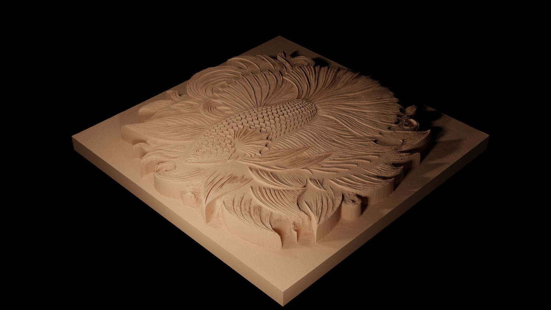 Betta Fish CNC 3d Print High Relief Sand Casting 3D print model_2