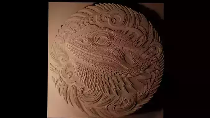Bearded Dragon CNC 3d Print High Relief Sand Casting 3D print model