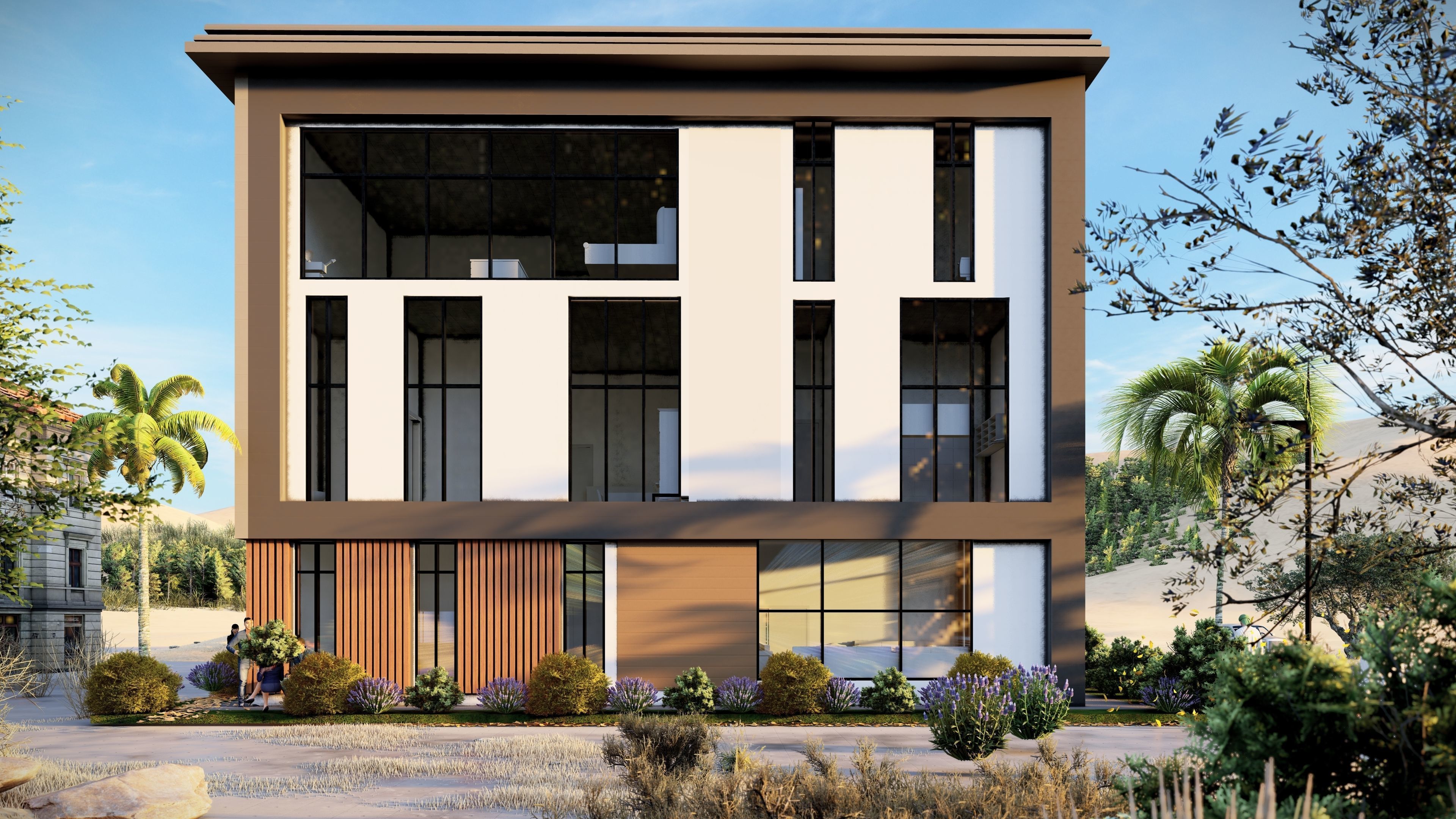 modern villa Low-poly 3D model_6