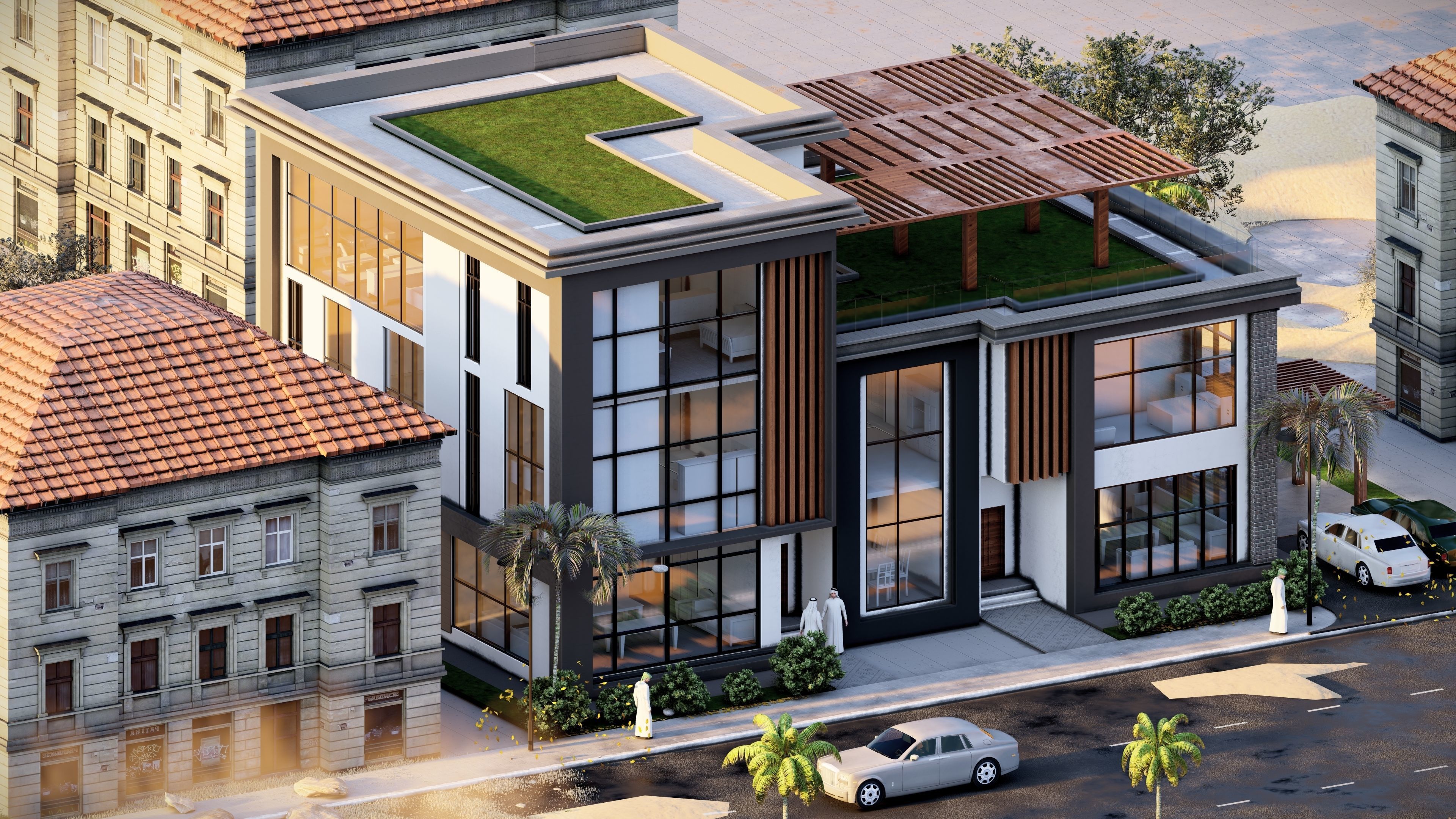 modern villa Low-poly 3D model_9