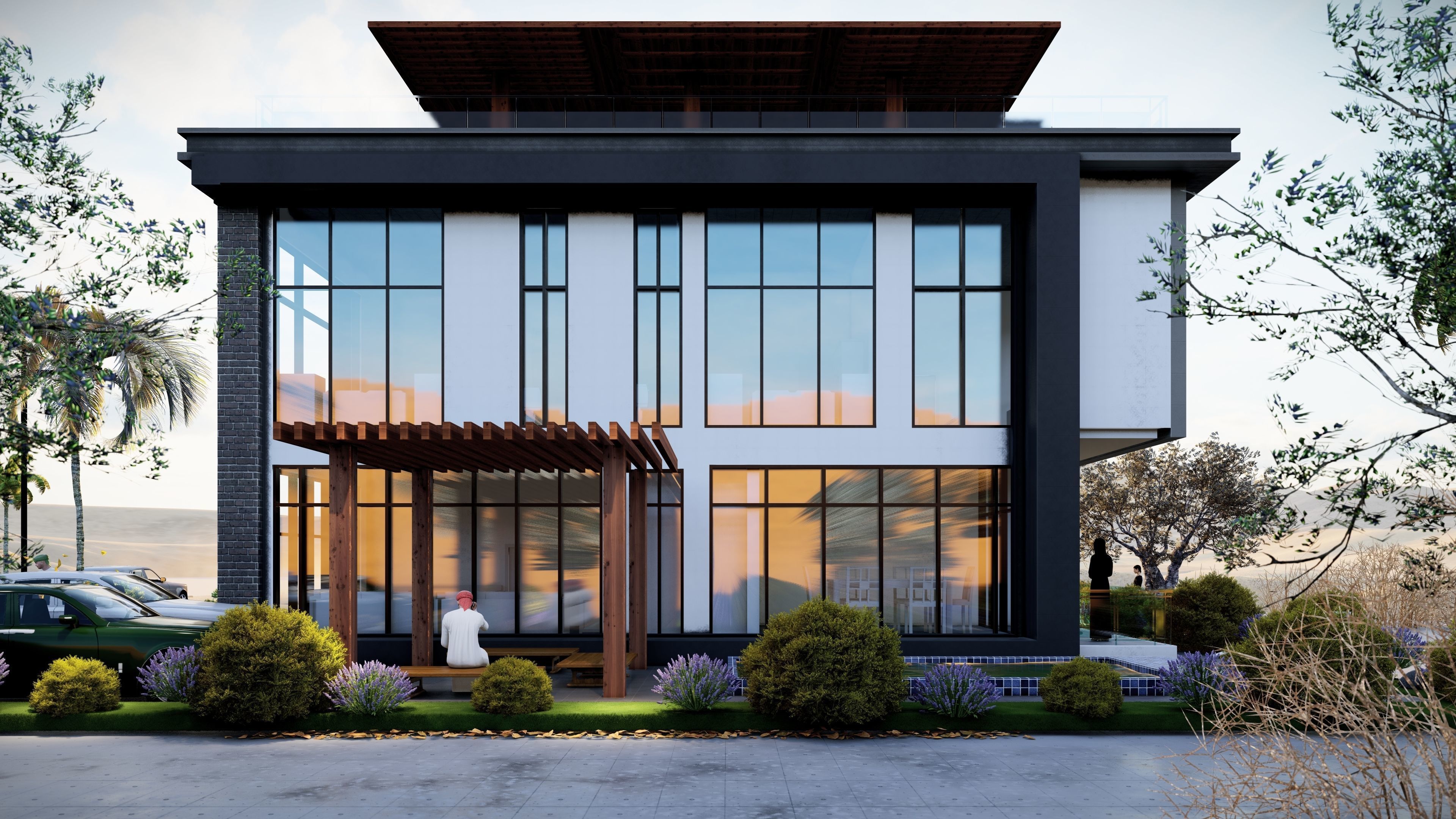 modern villa Low-poly 3D model_5