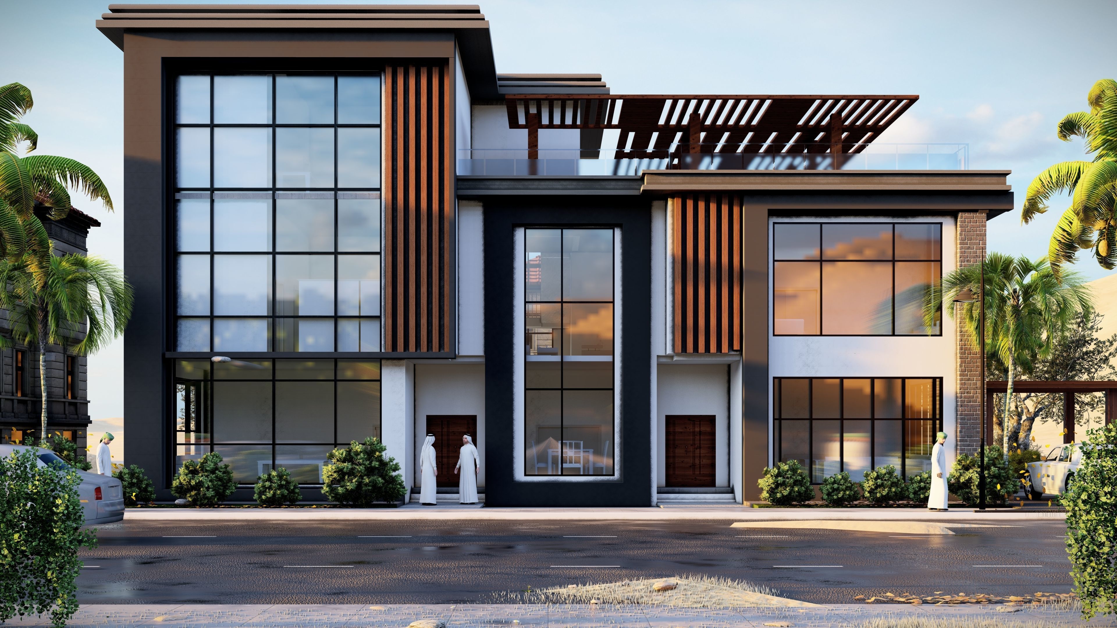 modern villa Low-poly 3D model_2