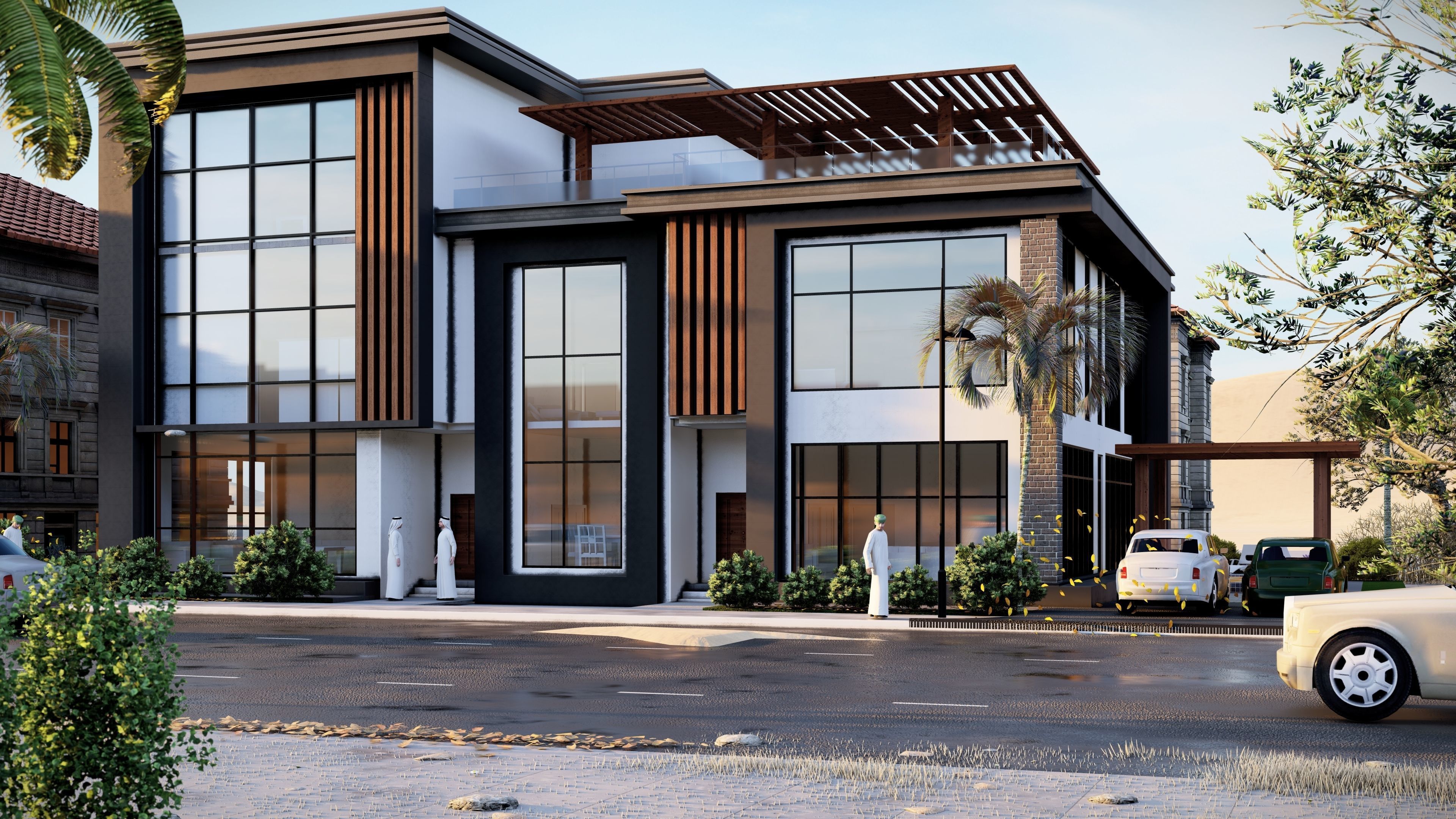 modern villa Low-poly 3D model_7