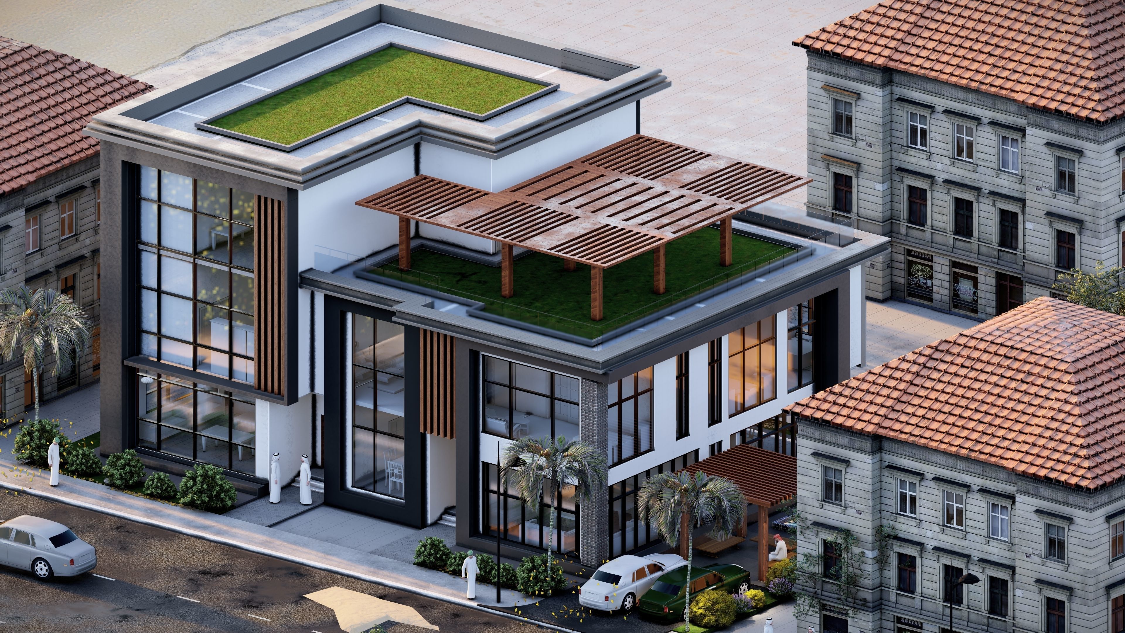 modern villa Low-poly 3D model_8