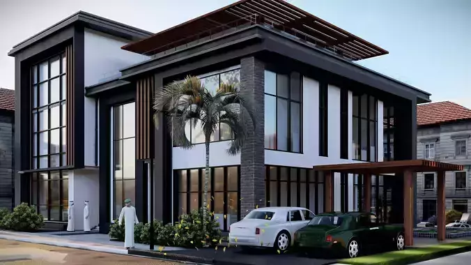 modern villa Low-poly 3D model