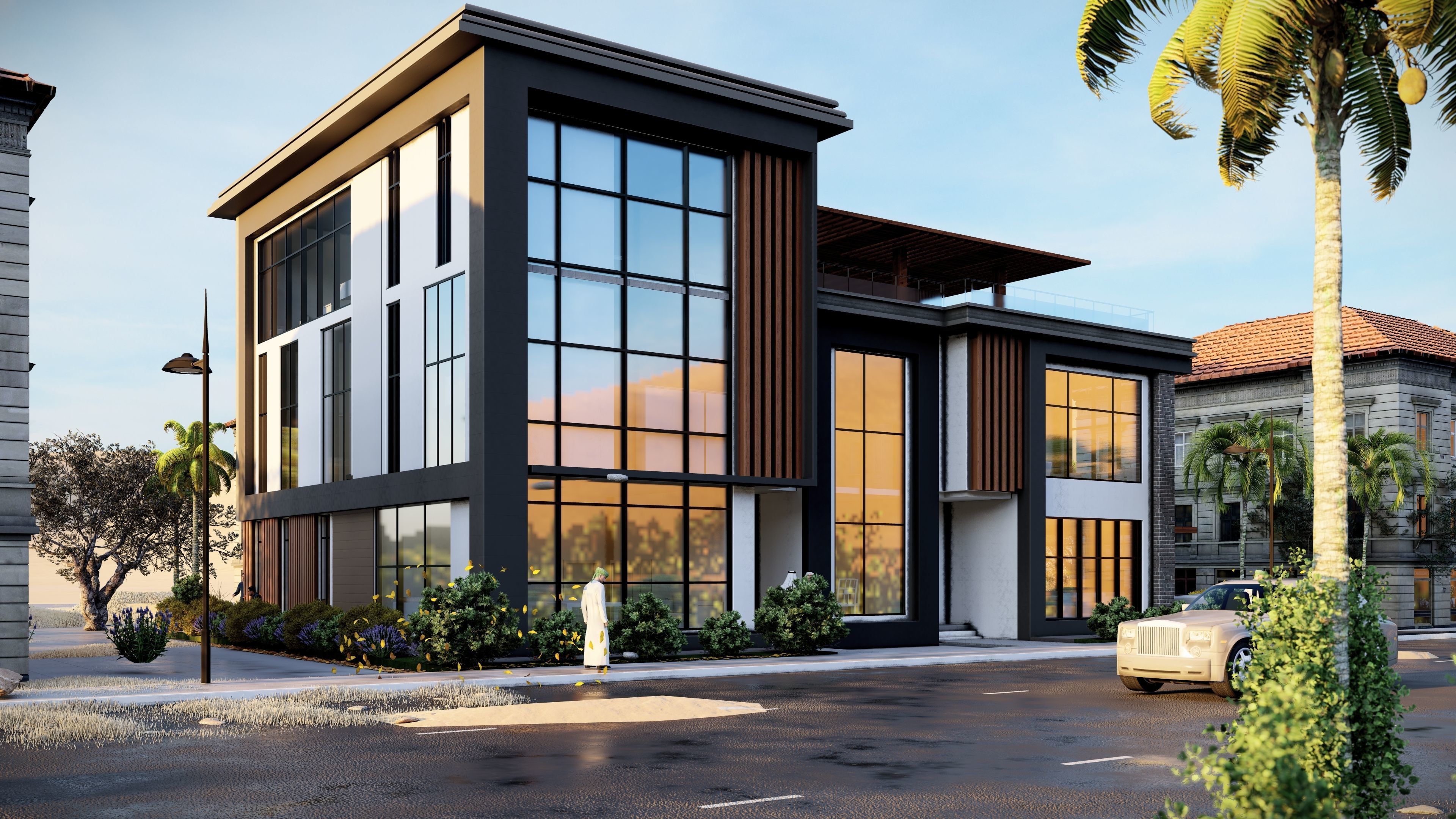 modern villa Low-poly 3D model_4