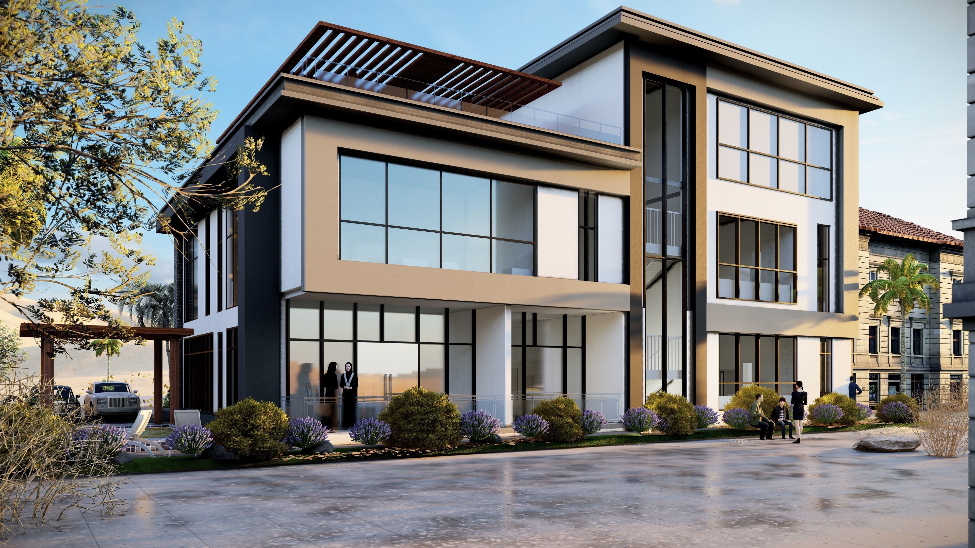 modern villa Low-poly 3D model_10