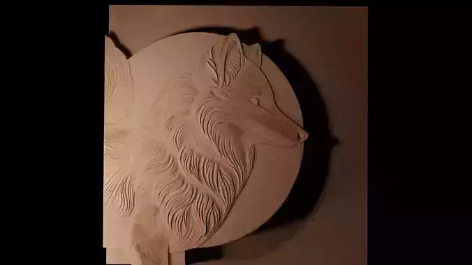 Arctic Fox Sitting CNC 3d Print High Relief Sand Casting