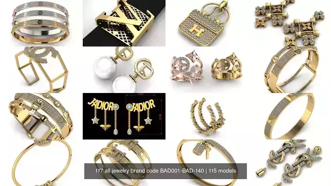 117 all jewelry brand code BAD001-BAD-140 3D Model Collection