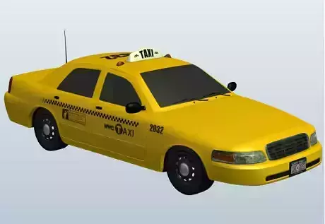 Low Poly Taxi V2 3D Model