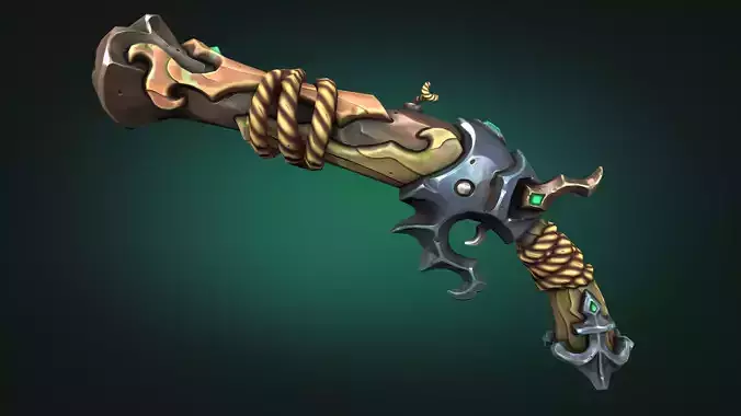 Coastal pistol Low-poly 3D model
