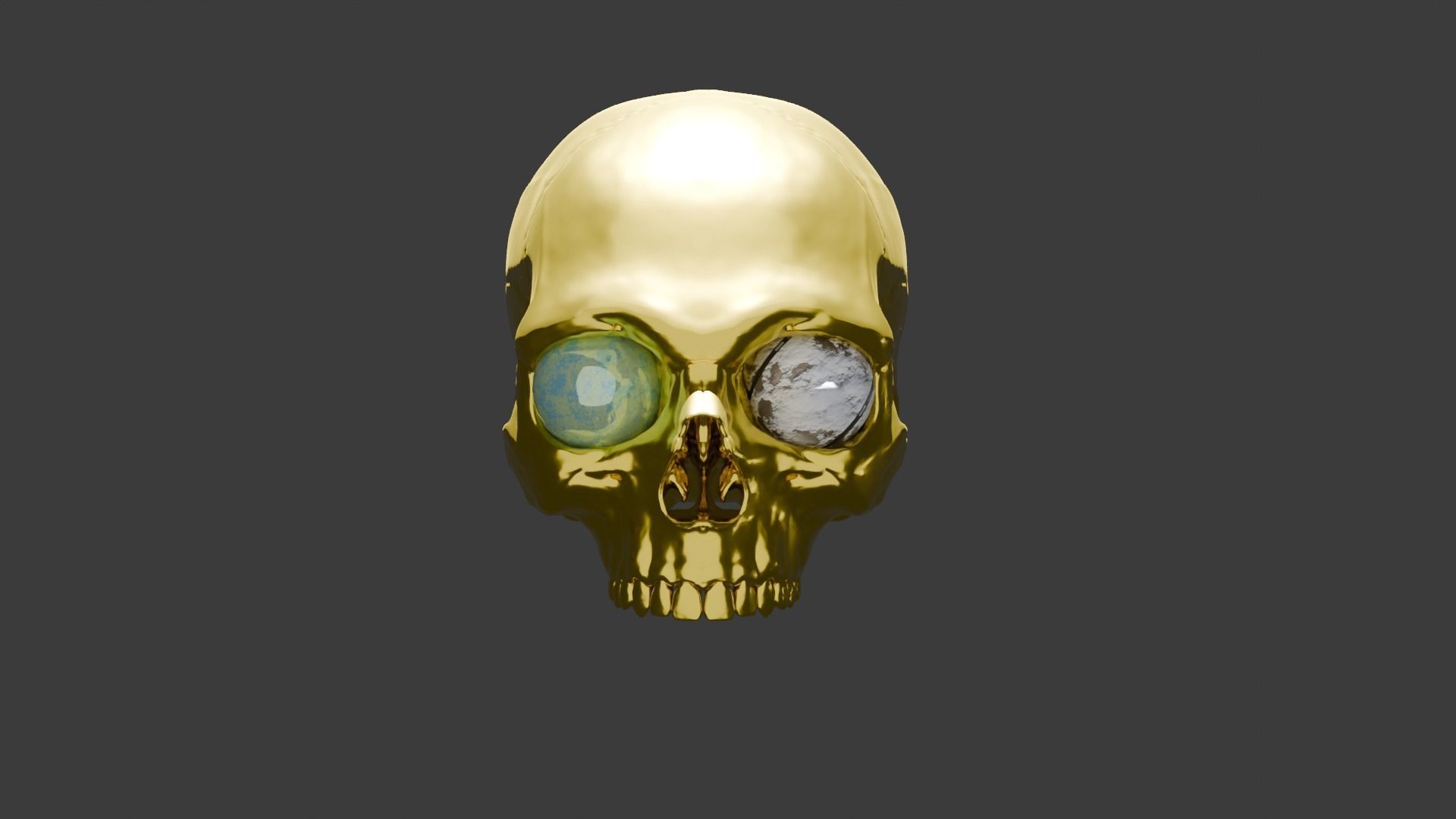 skull gold Low-poly 3D model_2