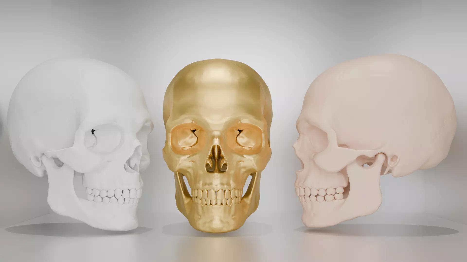 skull gold Low-poly 3D model_0