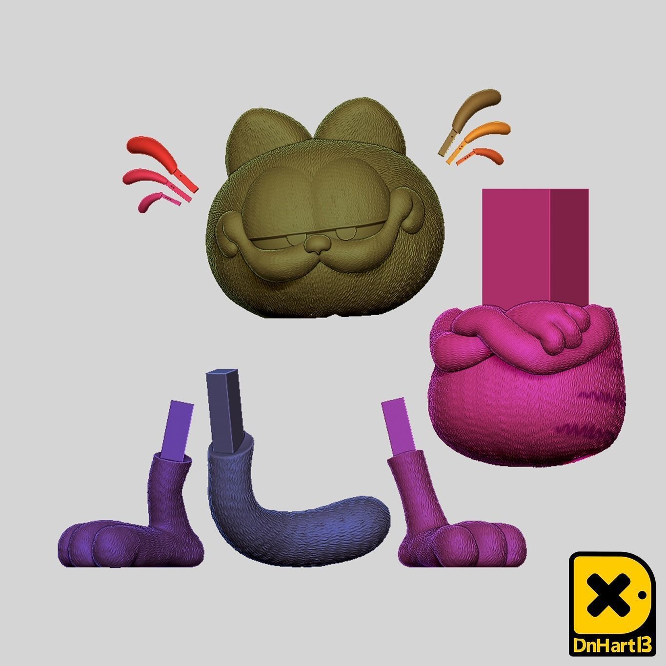 MiniPrint 009 - Garfield pose 1 3D print model_4