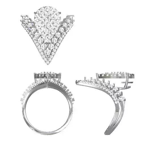 cocktail v-shape cluster diamond rings 