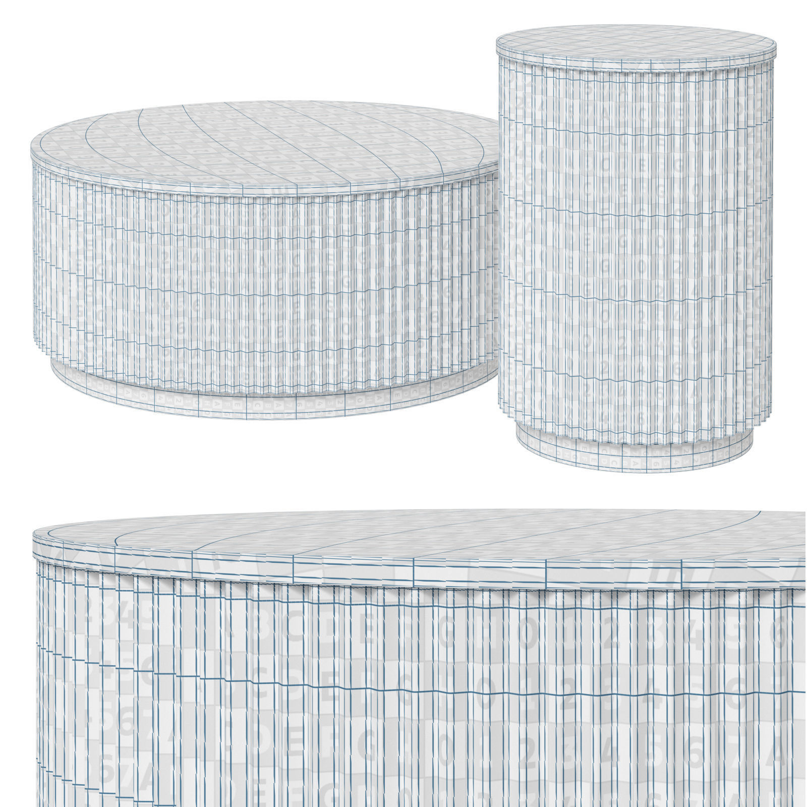 CFS Hampton Fluted Ribbed coffee and side tables 3D model_5