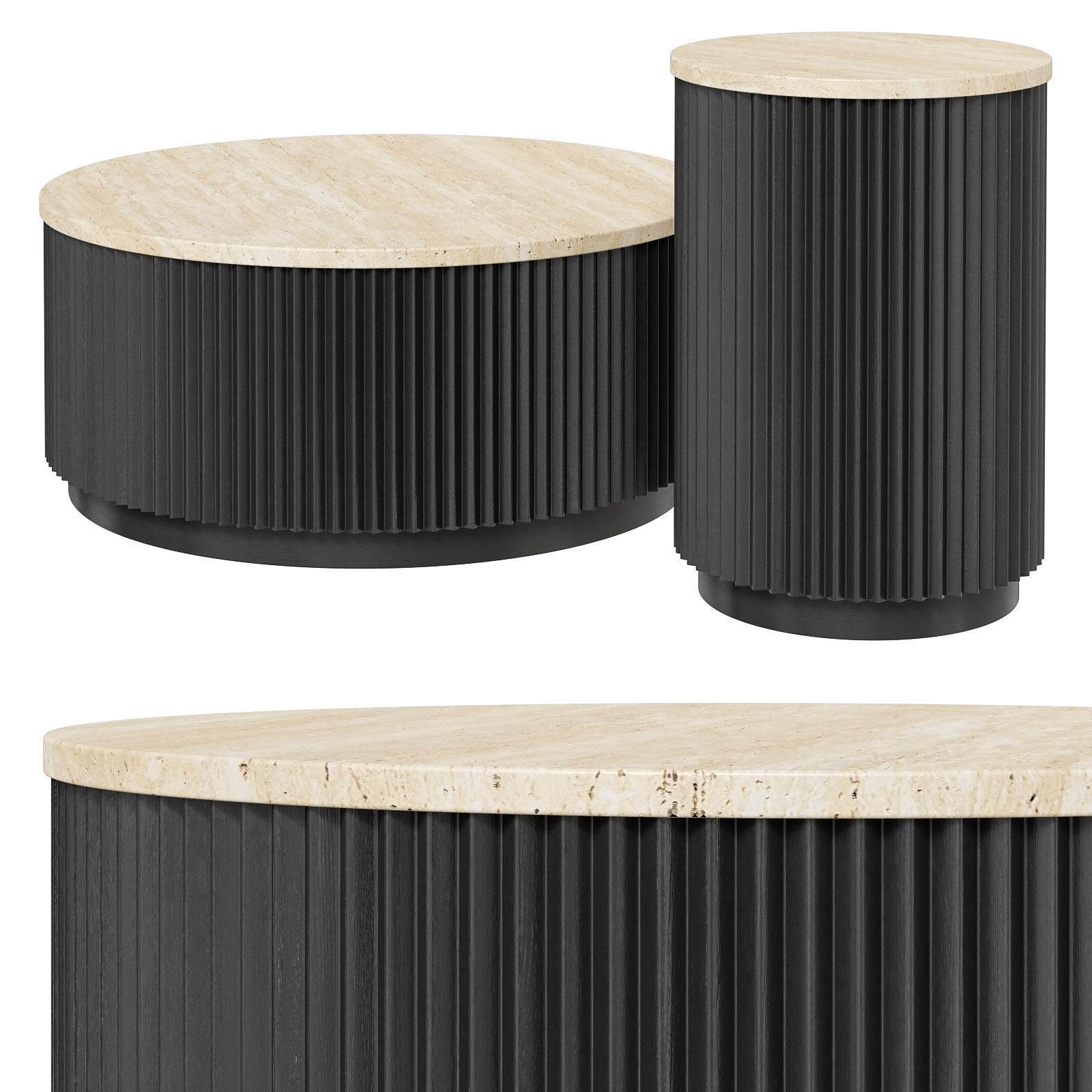 CFS Hampton Fluted Ribbed coffee and side tables 3D model_1