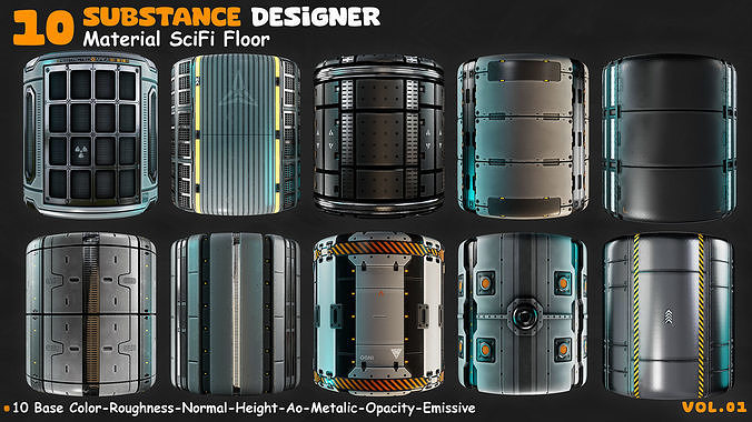 10 Material Scifi Floor Hardsurface Texture