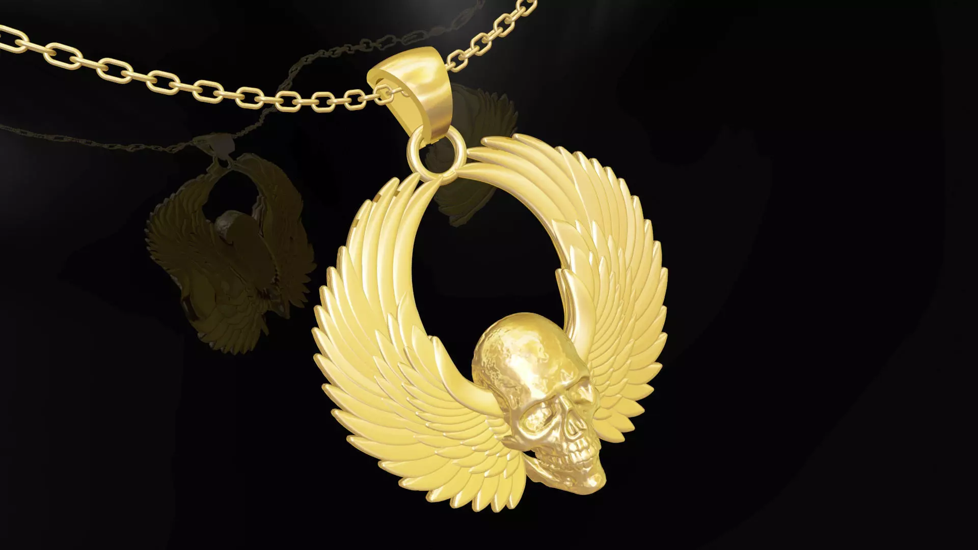 Winged Skull Pendant jewelry Gold 3D print model