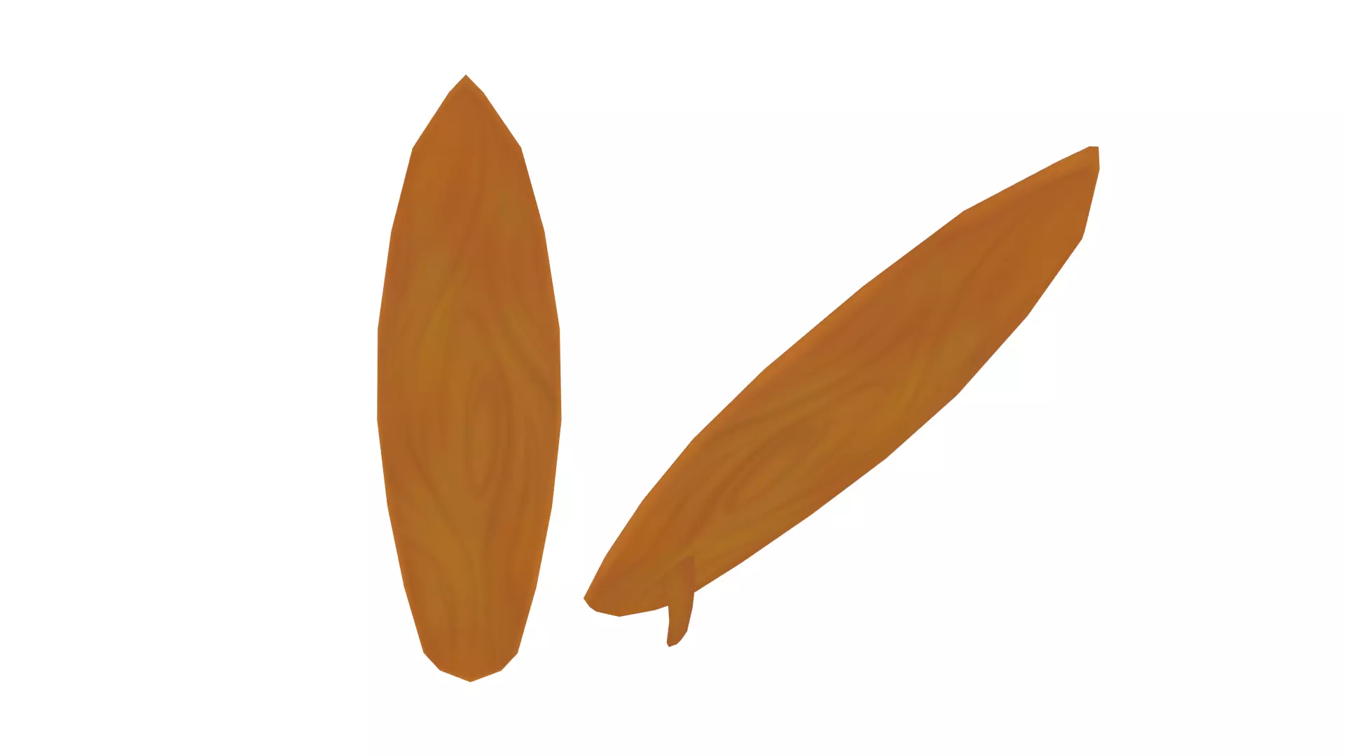 Wooden Surfboard - Hand Painted 3D model