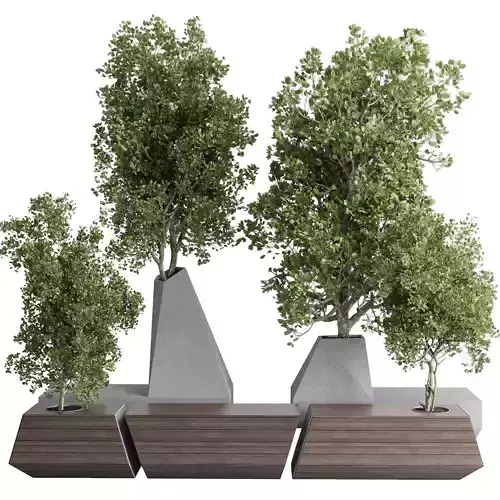 concrete box plants on stand - Urban Furniture Bench outdoor 197