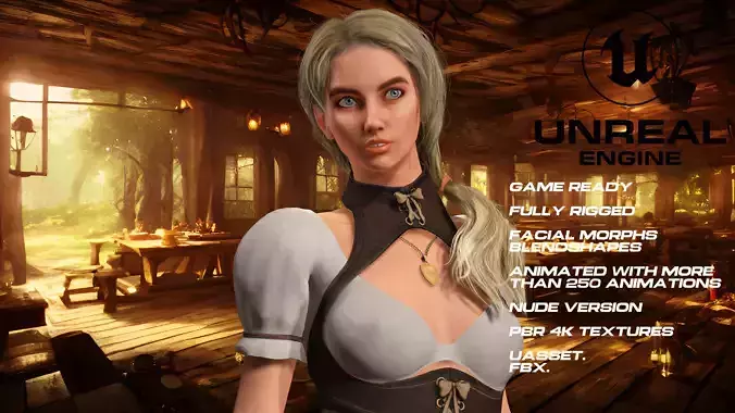 Sexy Maid girl full rigged - game ready - animated - nud Low-poly 3D model