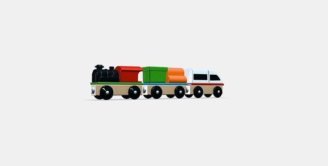LILLABO 3piece train set Low-poly 3D model