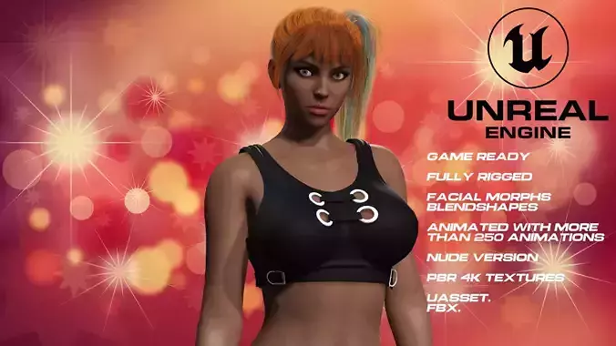 Sexy Girl full rigged - game ready - animated - nude version
